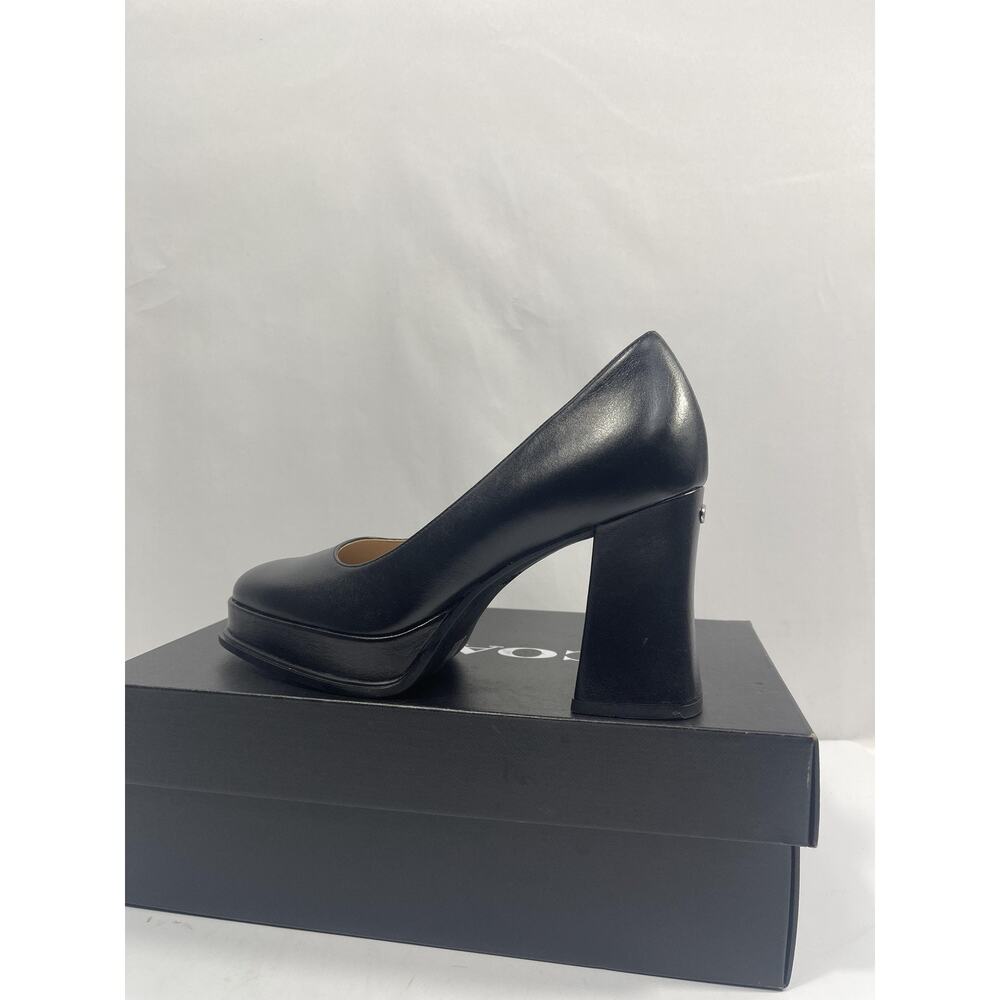 Coach Sculpt C Lth Pump Shoes Women's Size 7 Black Block Heel Pumps Dressy - Picture 14 of 15